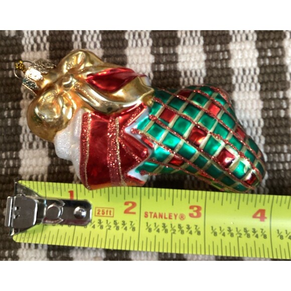 Hand Crafted Glass Christmas Ornaments By Unique Treasures Sleigh Stockings X3 - Picture 15 of 16